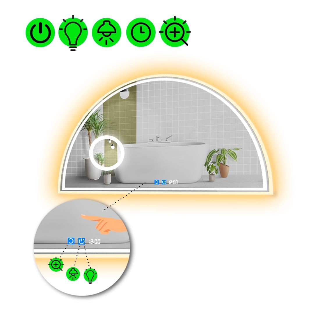 Зеркало с LED подсветкой Cerhio 4 с двумя сенсорами и линзой с подсветкой 80x40 см (8776289)