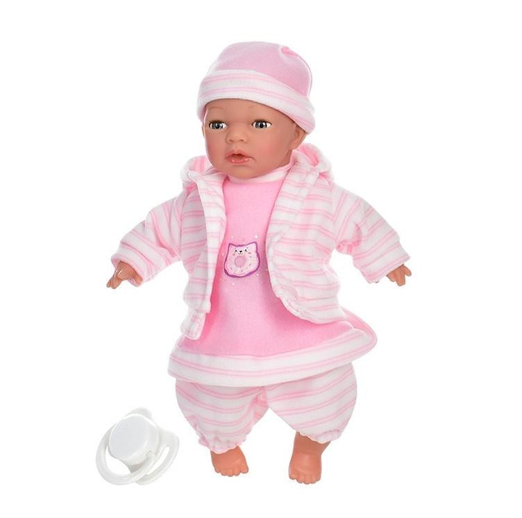 Пупс для девочки мягко набивной со звуком на батарейках Розовый (02199A) Пупс для девочки мягко набивной со звуком на батарейках Розовый (02199A)