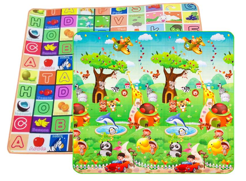 Развивающий коврик детский двусторонний Английский алфавит 6/Зоопарк-3 150x180x1 см (1293114413)