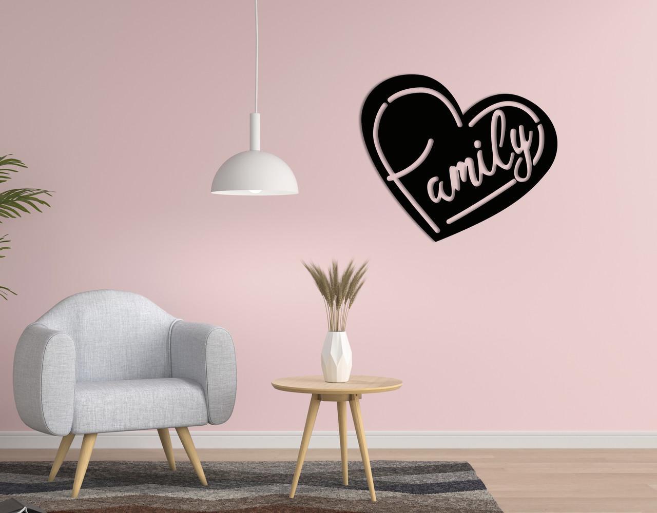 Декоративное панно на стену Upwood Decor Heart Family 80х93,6 см Black (1577451923)