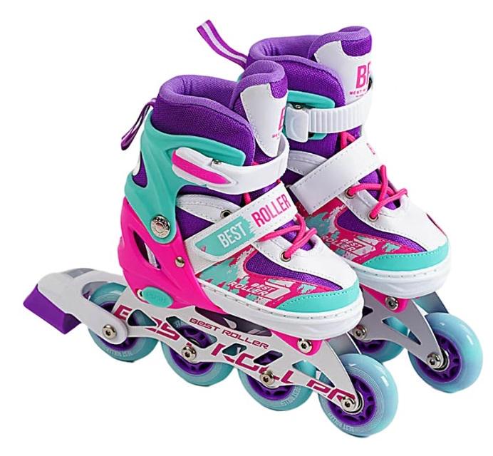 Коньки роликовые Best Roller PU колеса со светом 17-18,5 см р. 30-33 Violet (151216)