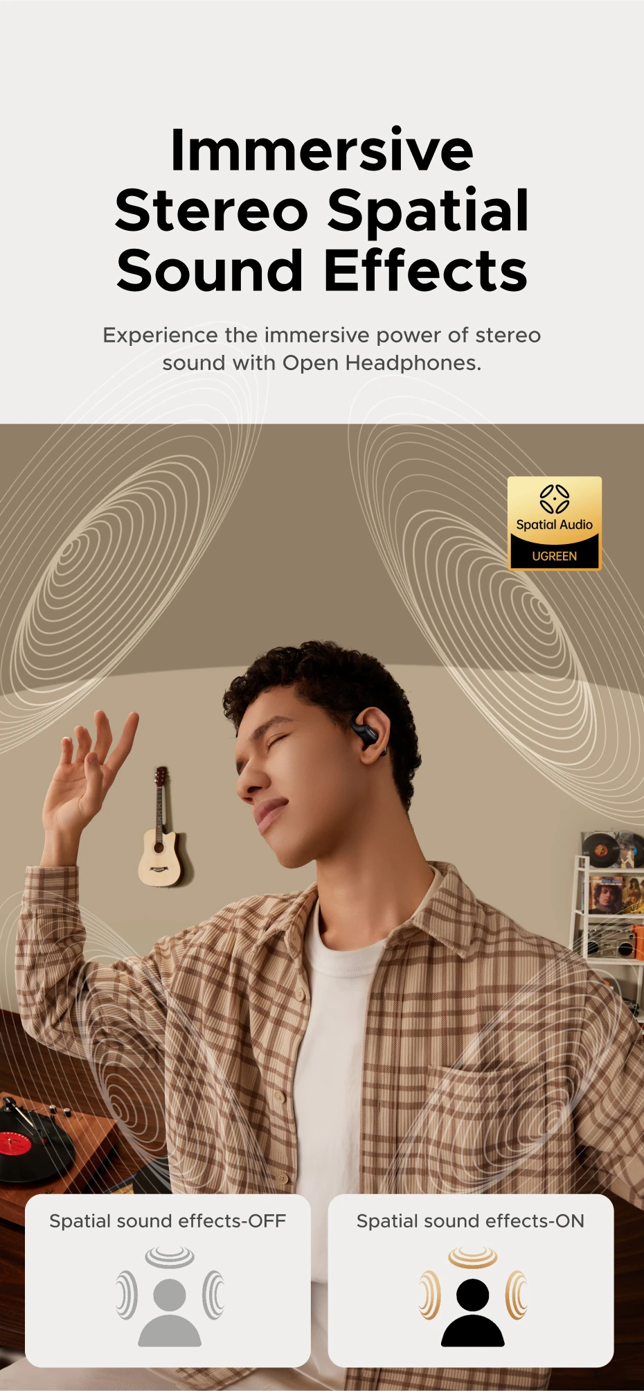 Наушники беспроводные UGREEN WS213 FitBuds Open-Ear Bluetooth 6.0 Black (WS213) - фото 16 Наушники беспроводные UGREEN WS213 FitBuds Open-Ear Bluetooth 6.0 Black (WS213) - фото 16