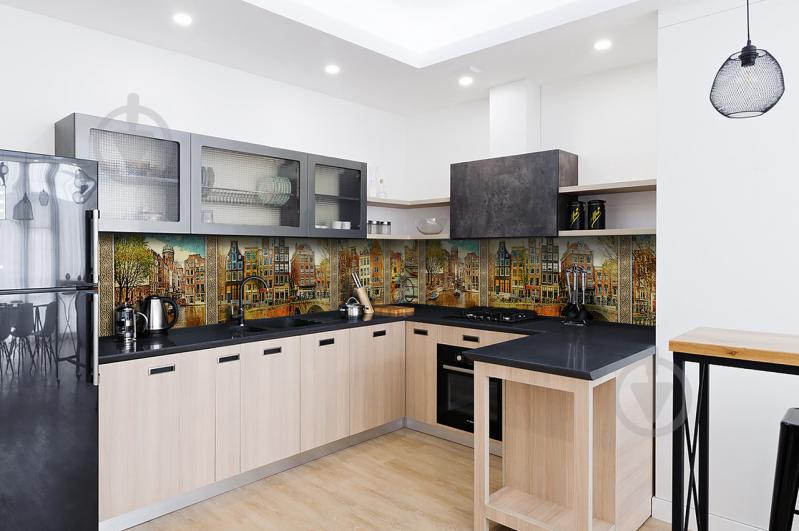 Скидали на кухню Zatarga «Старовинний Амстердам» 600х2500 мм вінілова 3Д наклейка кухонний фартух самоклеюча Z180853