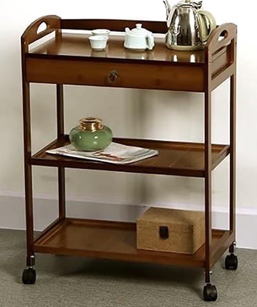 Этажерка для ванной из дерева на колесиках Грейшет Терракот (АБТ-006532)