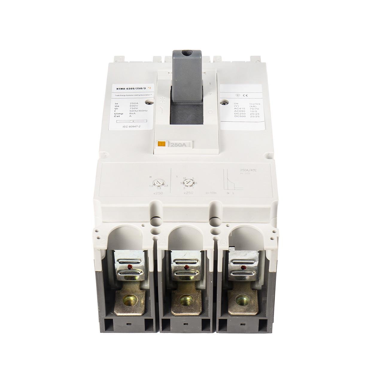 Автоматический выключатель расцепитель напряжения шкафный TESLA NTM8 630S 250А 3р (25) - фото 4