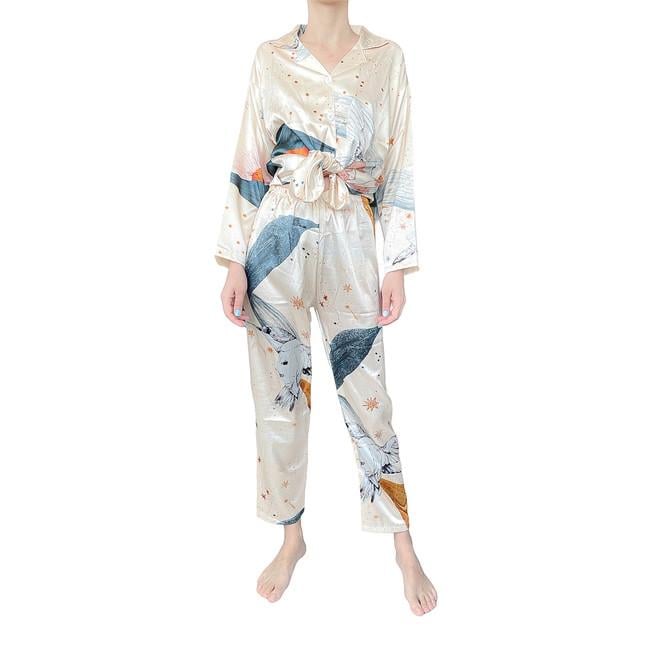 Женская пижама атласная JULY'S SONG Птица счастья M (1424-2019) Женская пижама атласная JULY'S SONG Птица счастья M (1424-2019)