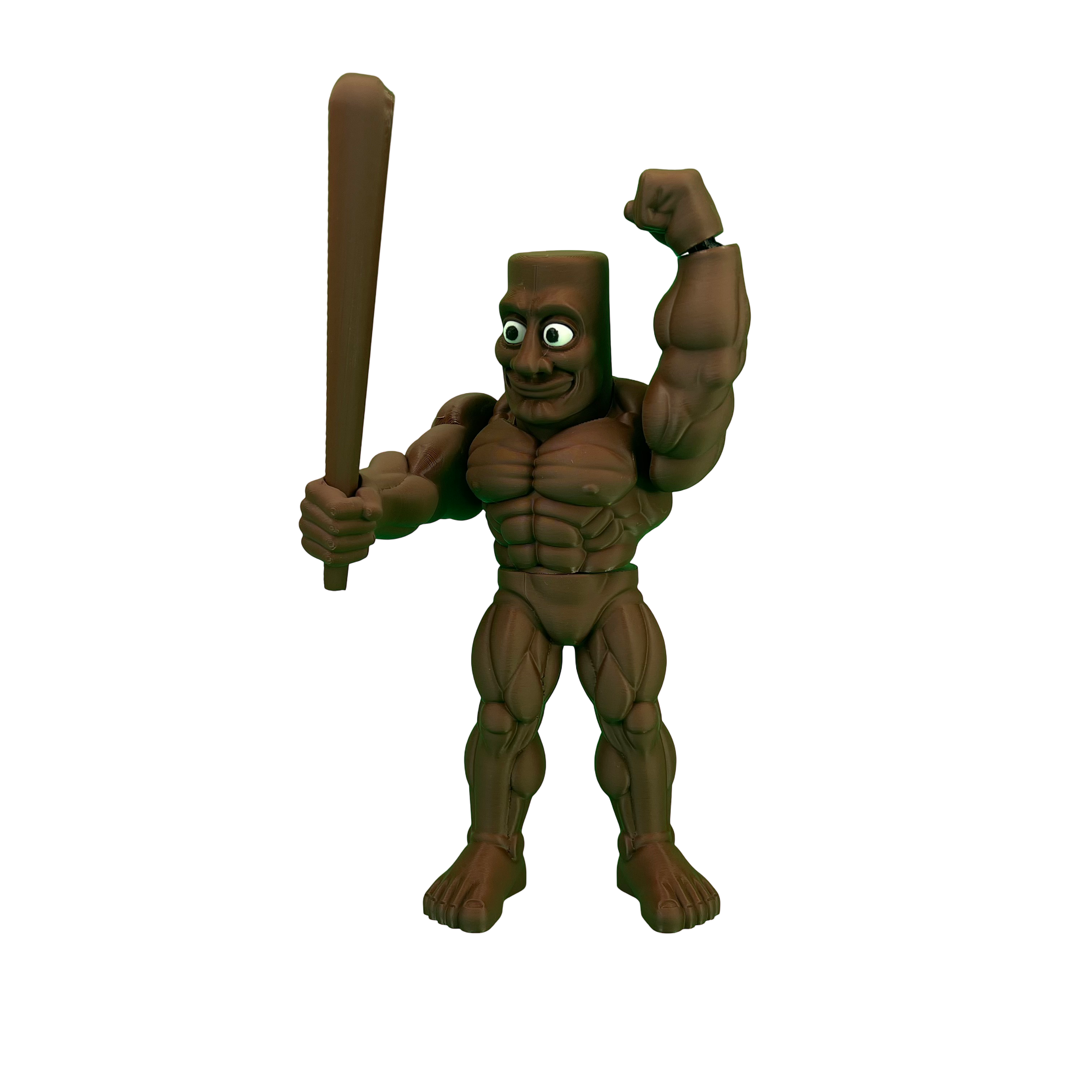 Игрушка Tung tung tung Muscle Sahur накачанная деревяшка из серии Italian Brainrot 22 см Коричневый