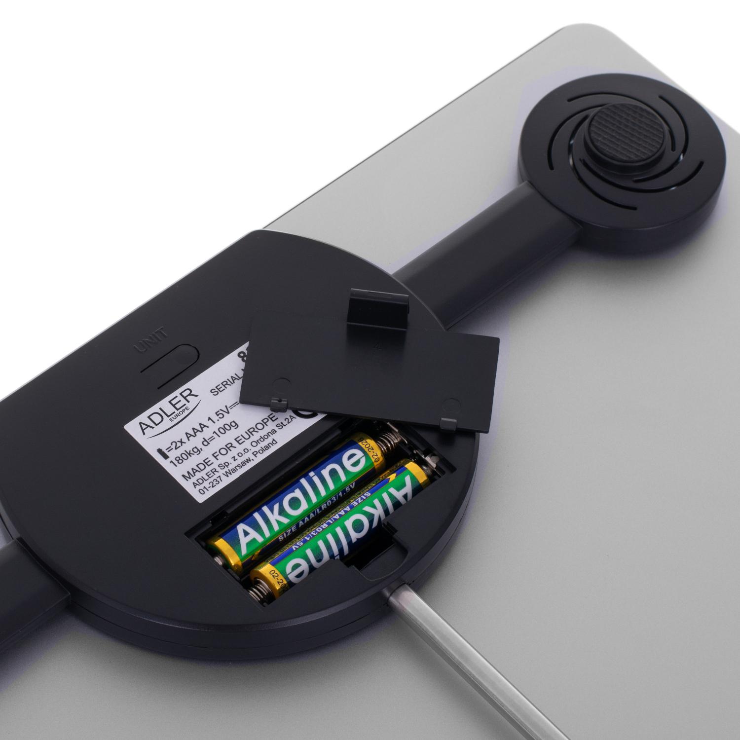 Ваги підлогові електронні Adler AD 8174 до 180 кг 2хАААА автовимкнення Silver (AD8174S) - фото 3 Ваги підлогові електронні Adler AD 8174 до 180 кг 2хАААА автовимкнення Silver (AD8174S) - фото 3