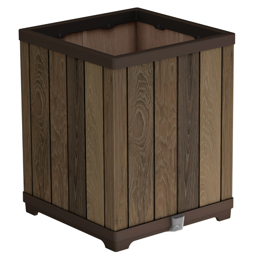 Цветочный горшок Keter Deco Square Planter 74 л Орех (261033)