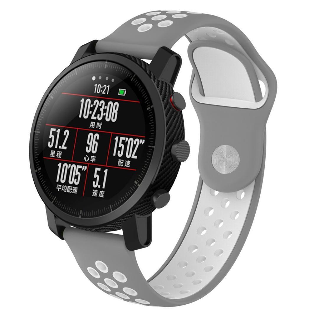 Ремінець силіконовий BeWatch 22мм Xiaomi Amazfit Stratos/GTR 47/GTR 2/Stratos 3 перфорований Сіро-Білий (1020142) - фото 3