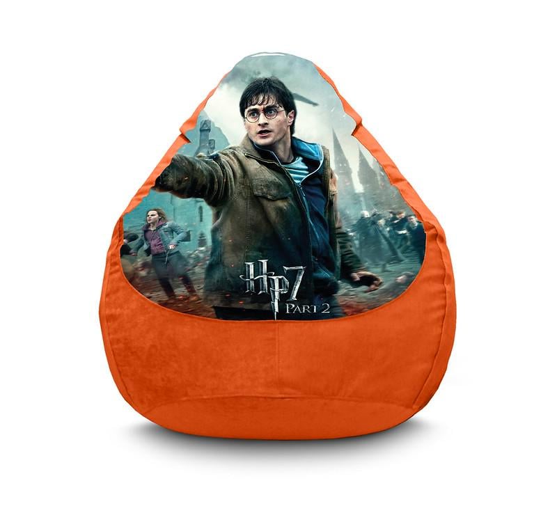 Крісло мішок iPuff Harry Potter Part 7 Флок XXXL 100х135 см Помаранчевий