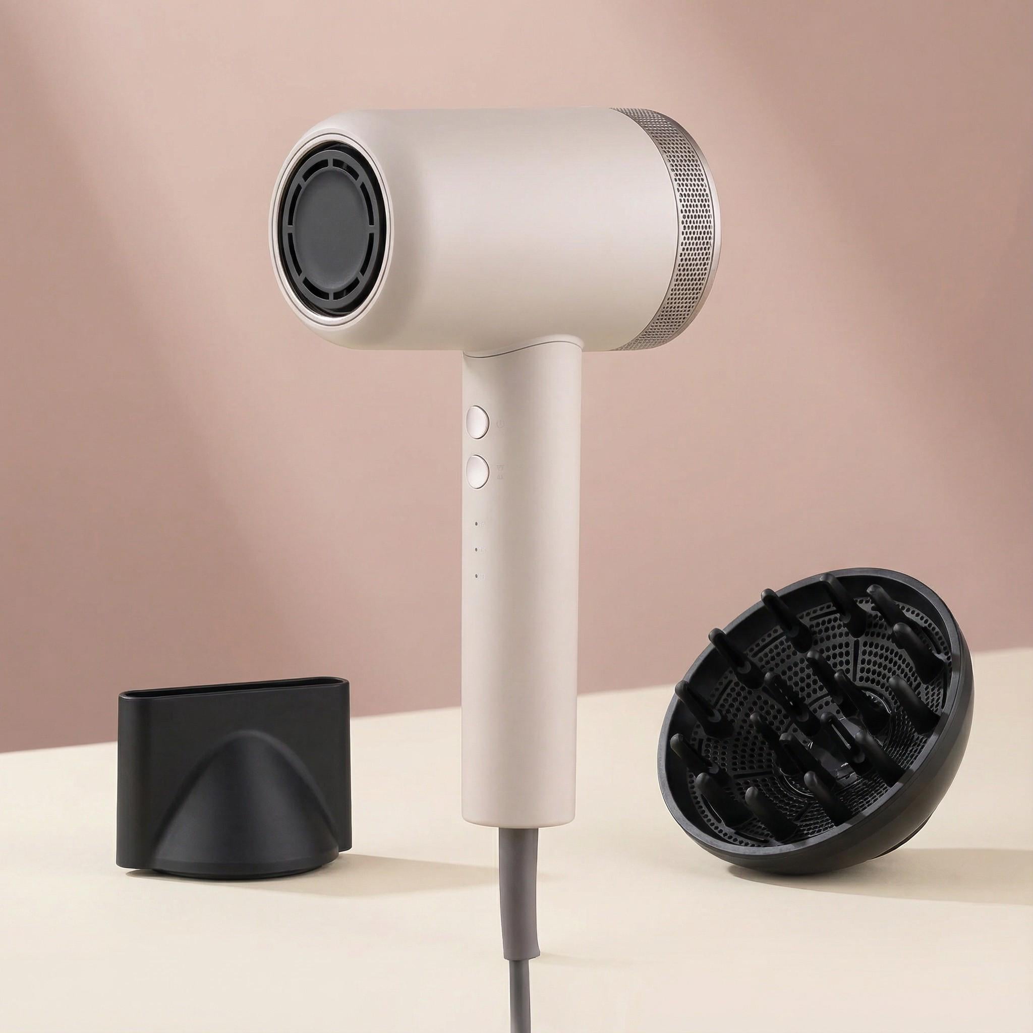 Фен для волос насадки концентратор и диффузор с ионизацией и холодным обдувом 3 режима скорости 3 температуры 1500-1800 Вт Бежевый (HD-Y702PERL1)