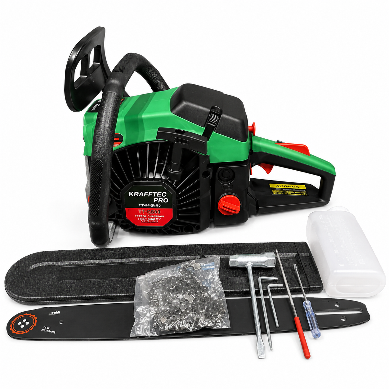 Бензопила цепная Krafftec PRO 6500 Вт с шиной 45 см и двигателем 58 куб. см (54657)