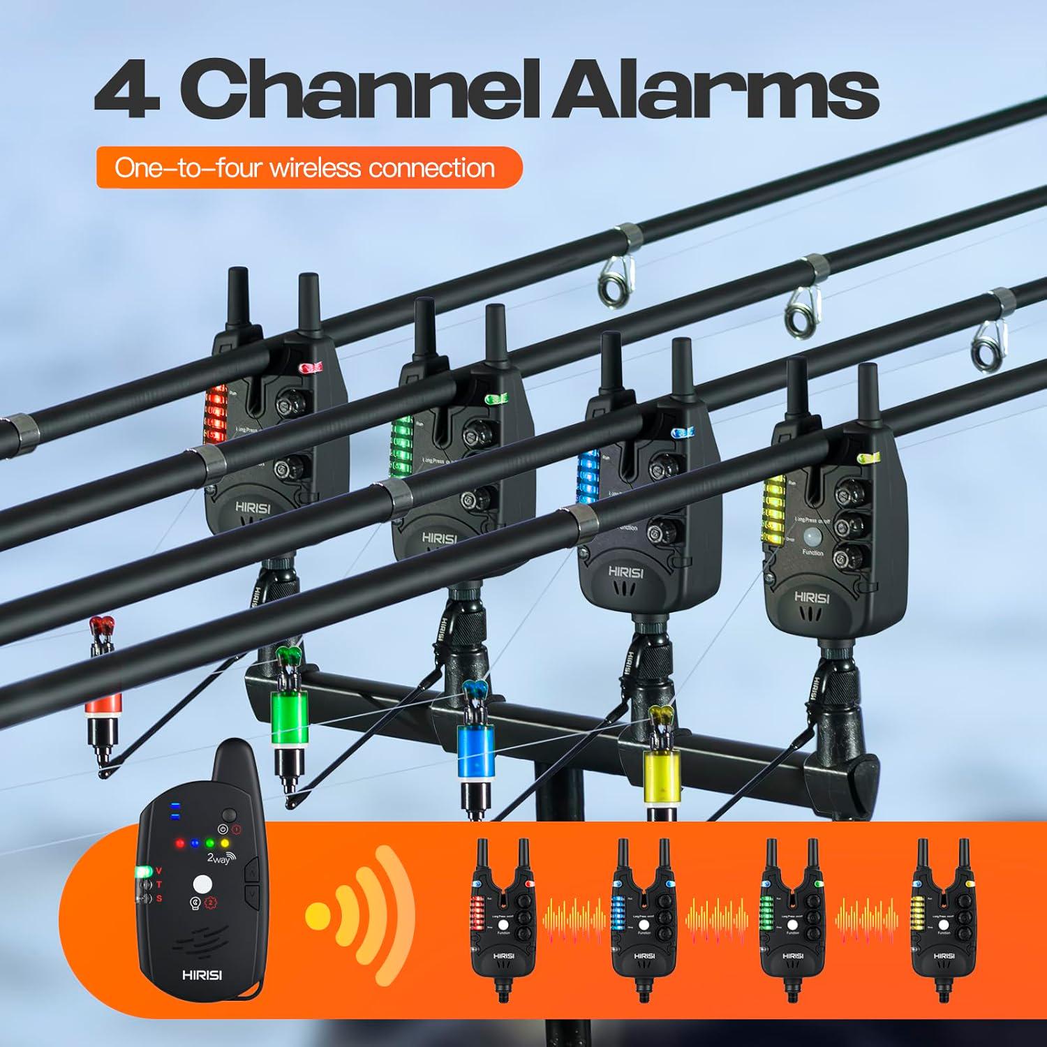 Сигнализатор поклевки для ловли Hirisi со светодиодной подсветкой/регулируемой громкостью/тоном и чувствительностью Black (S8) - фото 10