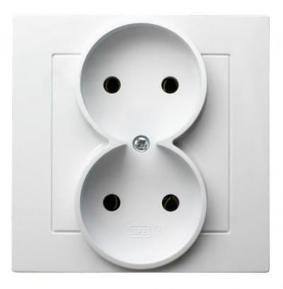 Розетка двойная Ospel AS Белый (29176562)