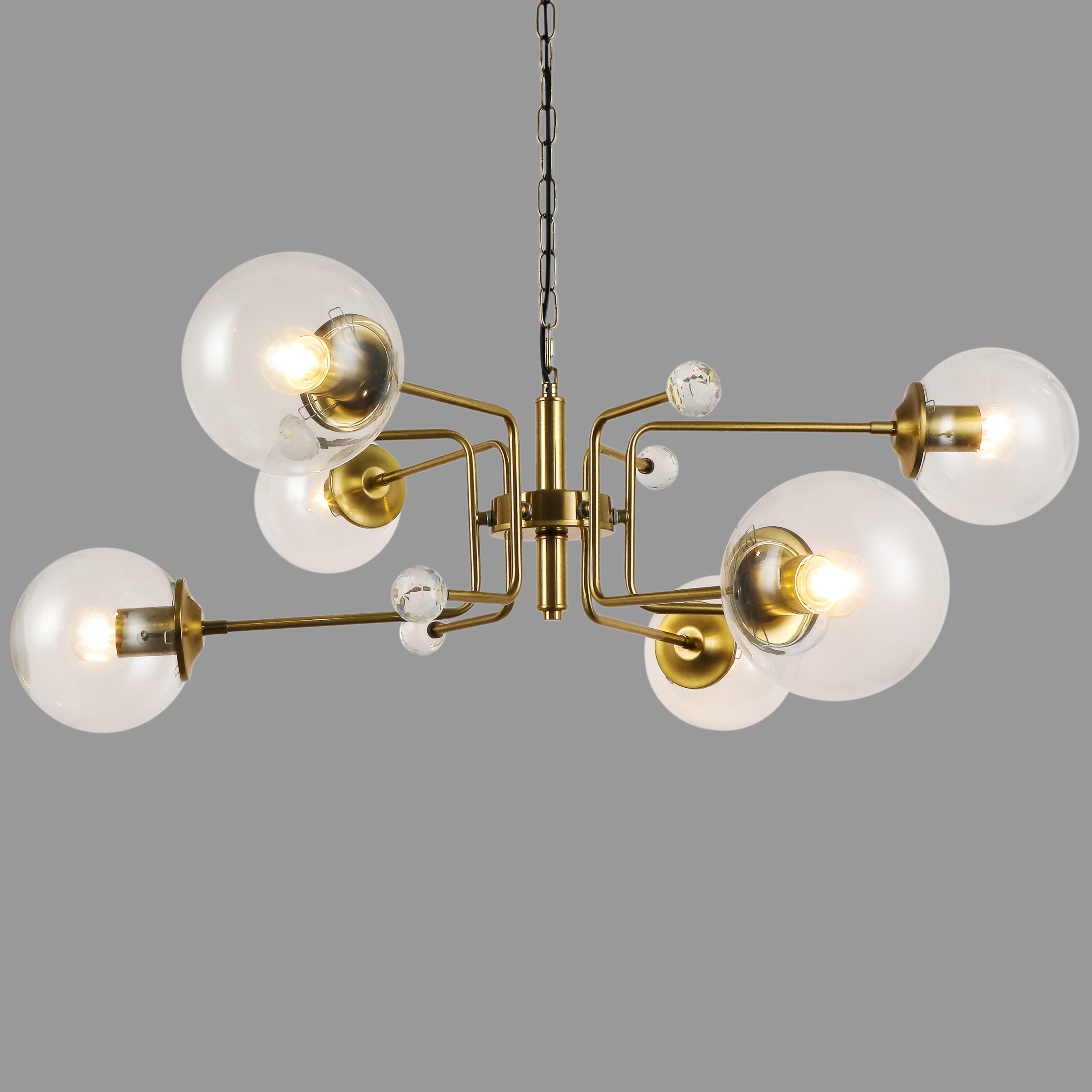 Люстра підвісна з прозорими плафонами на 6 ламп Бронзовий (909-XL3057-6 AB+CL)