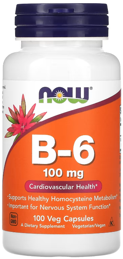 Вітамін B-6 Піридоксин гідрохлорид NOW Foods B-6 100 мг 100 капсул