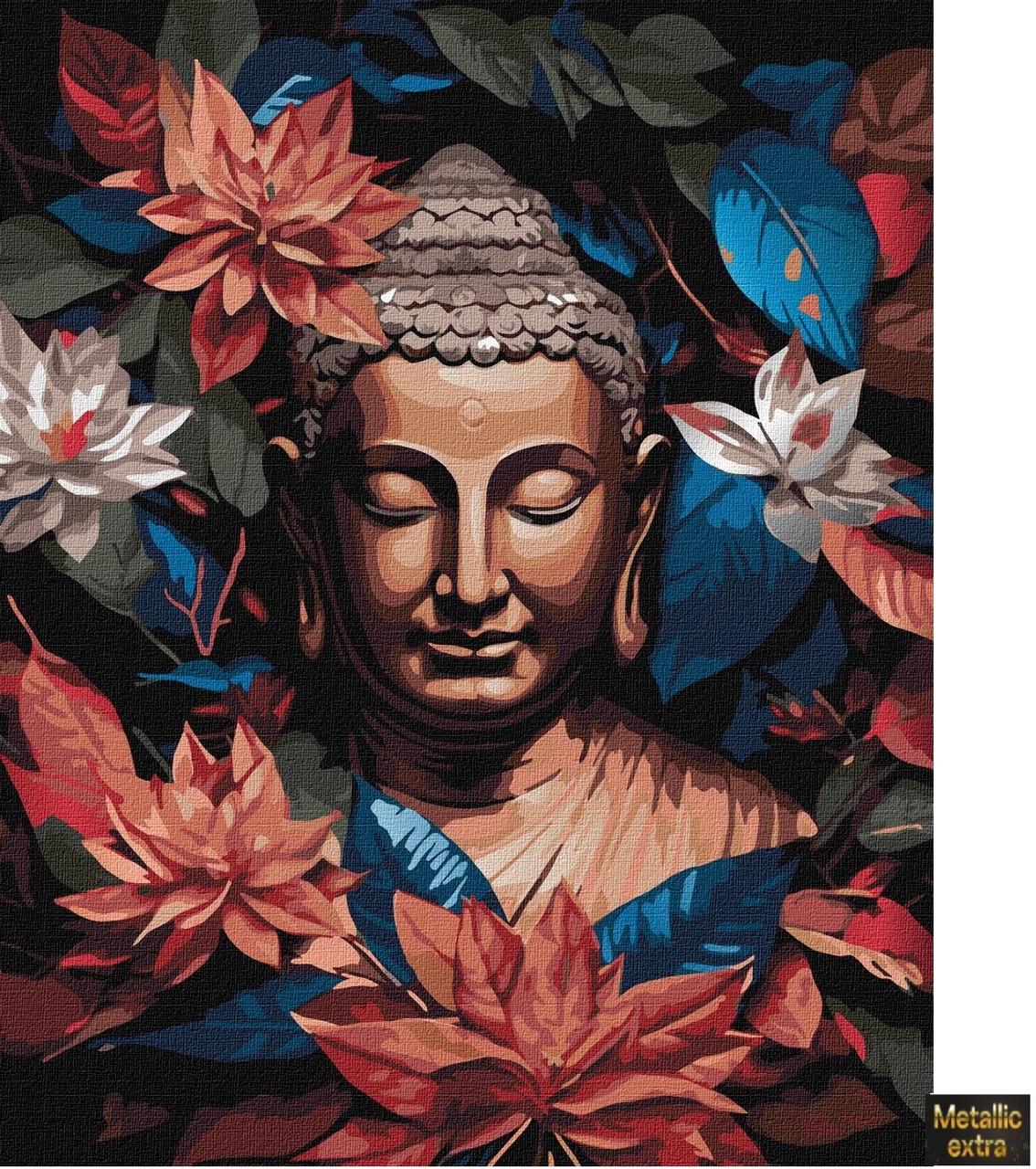 Картина по номерам Идейка Бронзовый Будда с красками металлик extra 40x50 см (KHO5098)