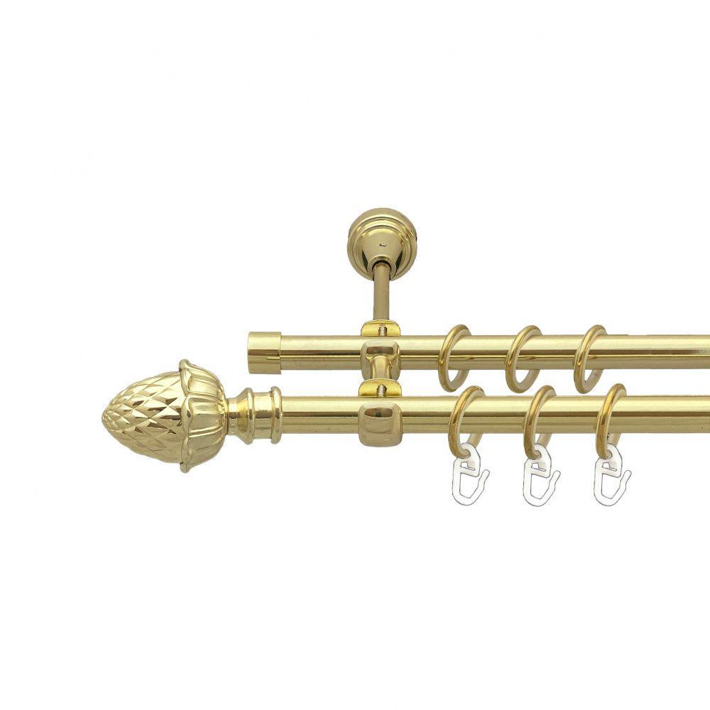 Карниз для штор Orvit Цинара двухрядный гладкий 16/16 мм 240 см Золотой (00-00014313)