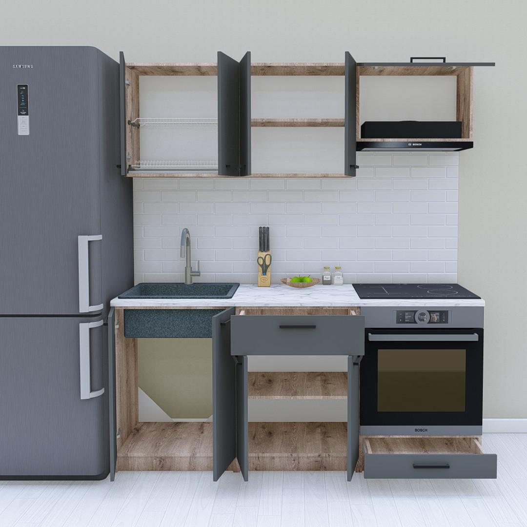 Модульна кухня Opendoors без стільниці 180 см Графітовий/Аліканте (МП40/10) - фото 2 Модульна кухня Opendoors без стільниці 180 см Графітовий/Аліканте (МП40/10) - фото 2