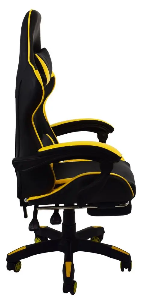 Крісло геймерське Bonro B-810 з підставкою для ніг та двома подушками до 120 кг Жовтий (132-76-42300046) - фото 3