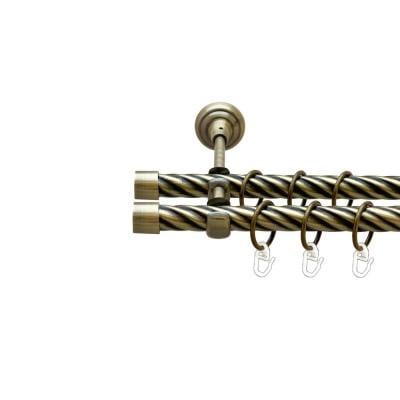 Карниз для штор Orvit Заглушка крученая двухрядный 19/19 мм открытый 200 см Антик (000-7537)