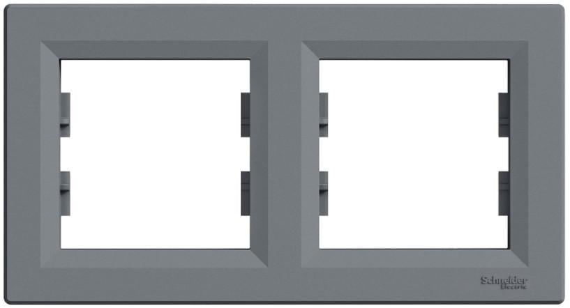 Рамка двухместная горизонтальная Schneider Electric Asfora Стальной (00000003147)