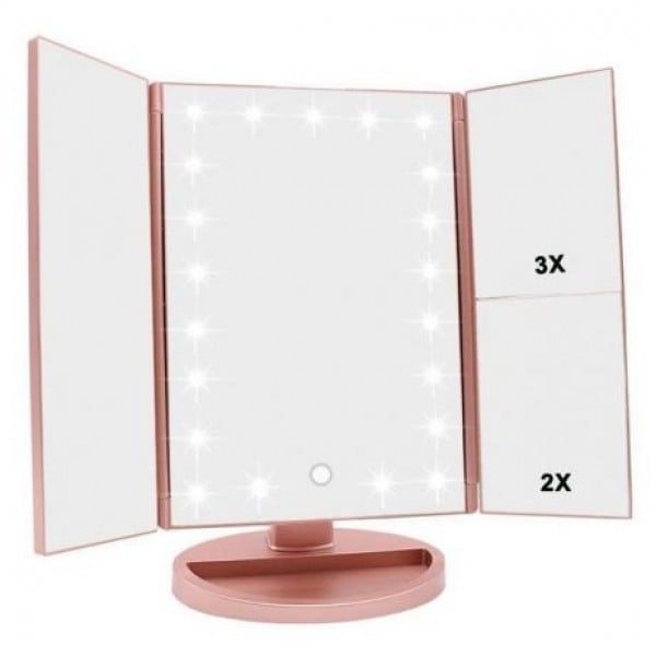 Зеркало для макияжа Superstar Magnifying Mirror 22 с LED подсветкой Pink