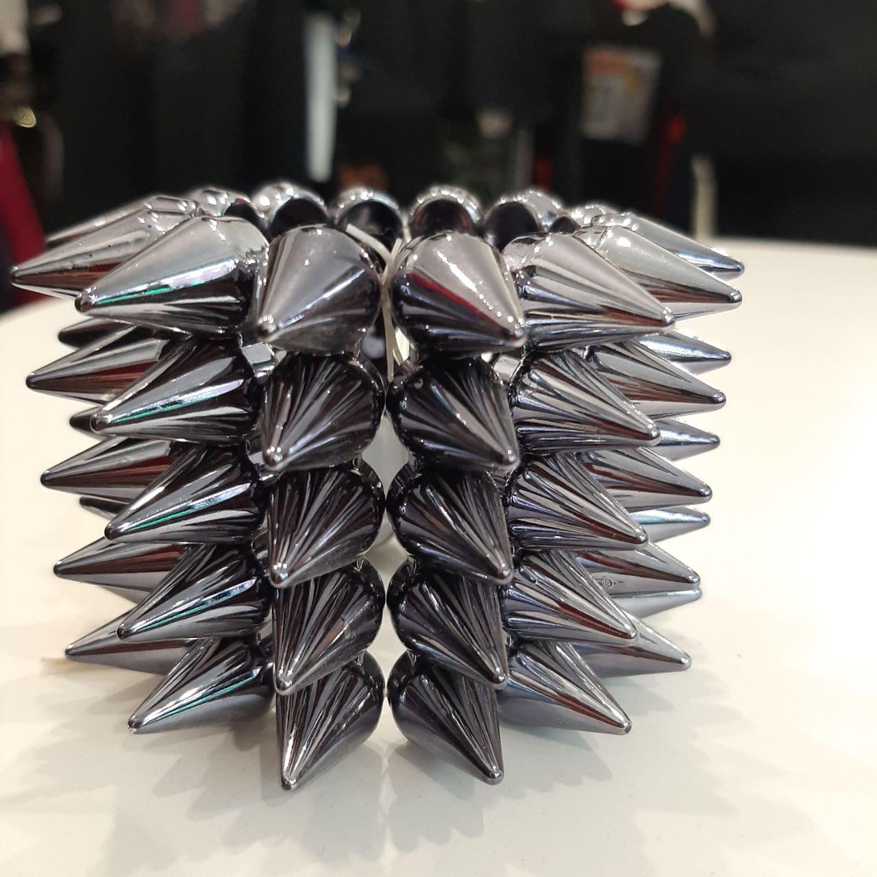 Браслет пластиковый PG06402 с шипами 6 см Серебристый (8615)