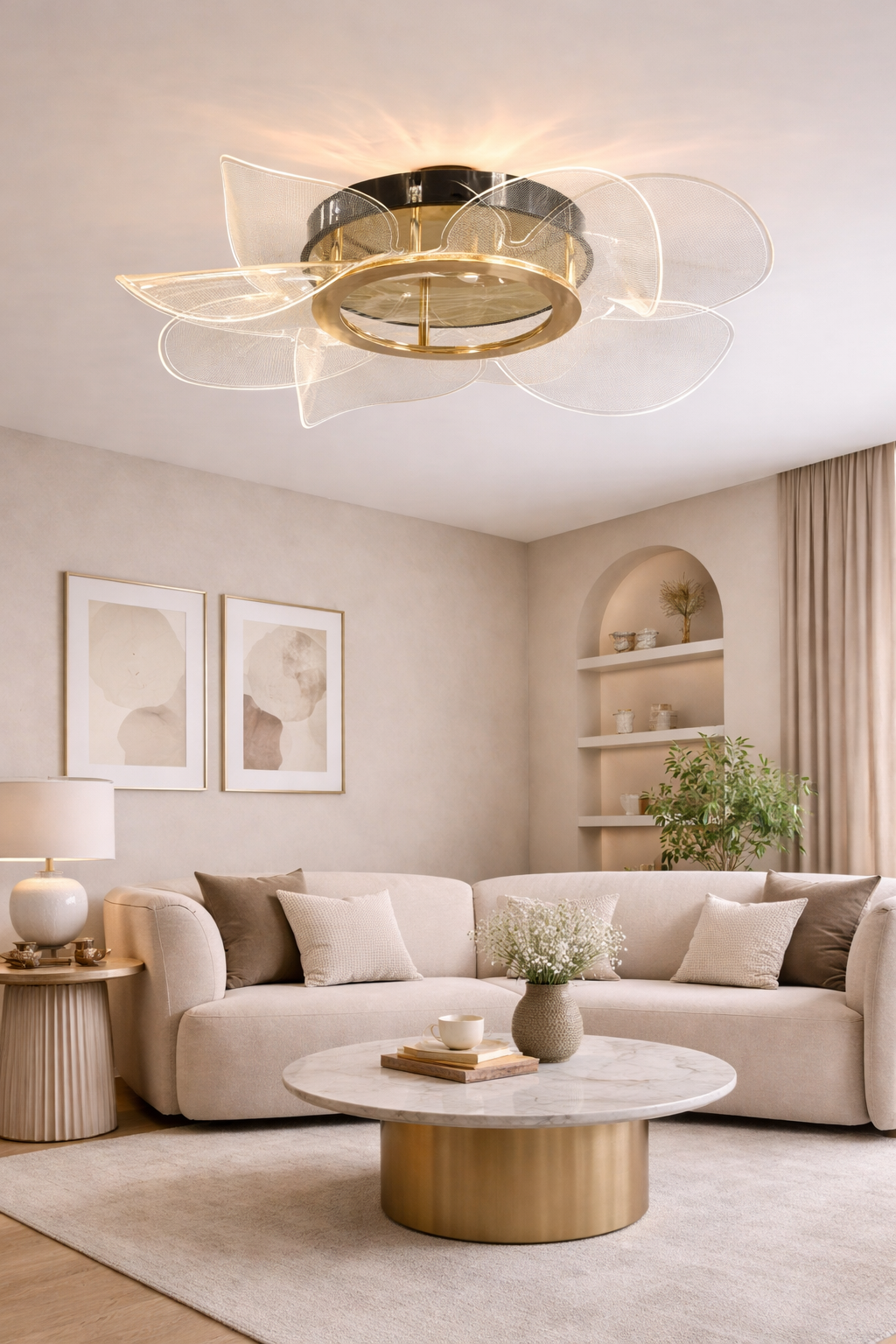 Люстра Flower LED нейтральный свет 26W (2003/GD/BK)