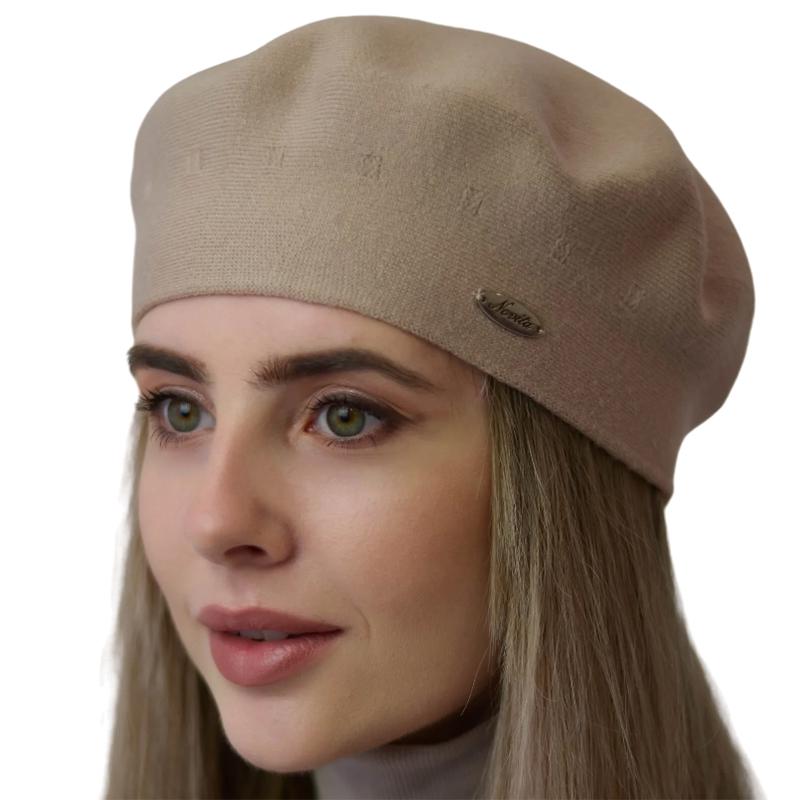 Берет женский двойной Novita Етюд L р. 57-58 Бежевый