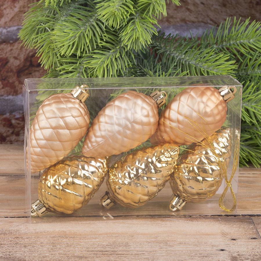 Игрушки елочные Шишки 6 шт. Золотой (3359-1)