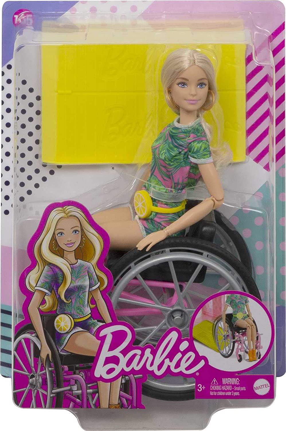 Кукла Barbie шарнирная в кресле-коляске блондинка Barbie Fashionistas Doll №165 with Wheelchair (GRB93) - фото 5