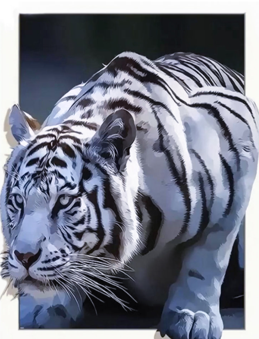 Алмазна мозаїка Білий тигр на полотні з підрамником 30х40 см (GB76964)