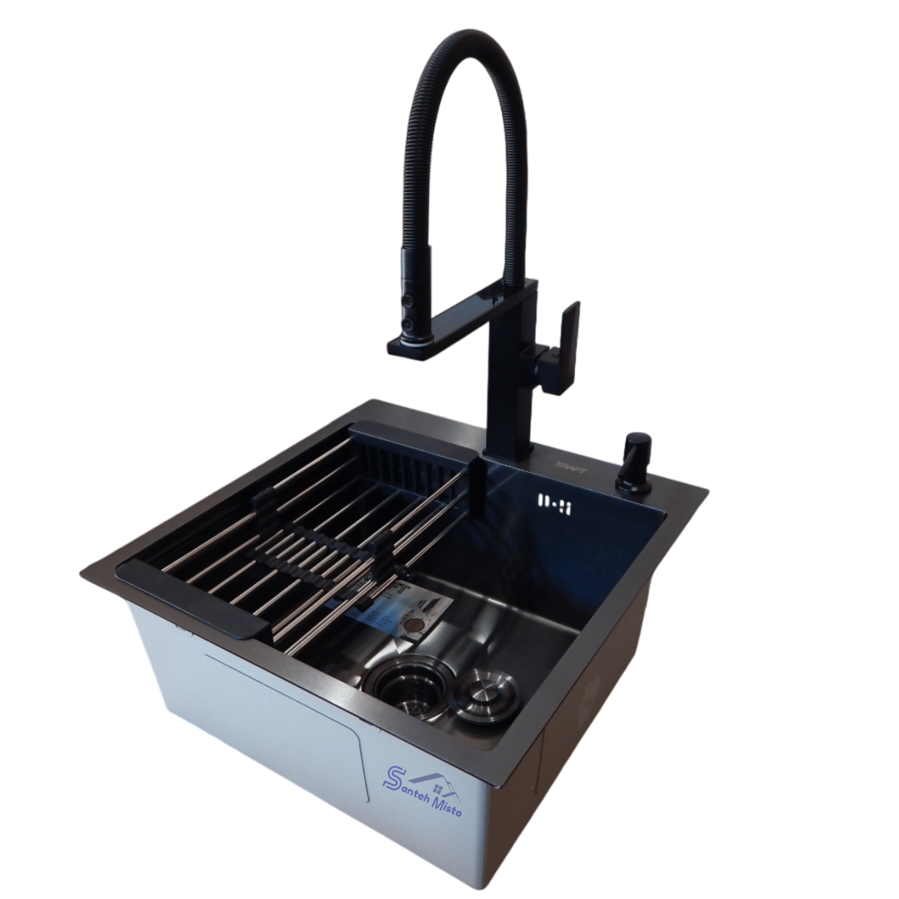 Комплект кухонной мойки Kraft Handmade PVD HS 5050 3,0/1,0 мм Черный (39077)