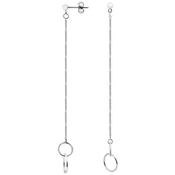 Сережки срібні пусети Баланс із ланцюжком без каменів