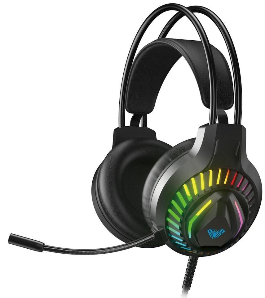 Наушники Aula S605 Wired, черный (6948391235202), Mini jack, USB, RGB подсветка, проводное подключение, встроенный микрофон,