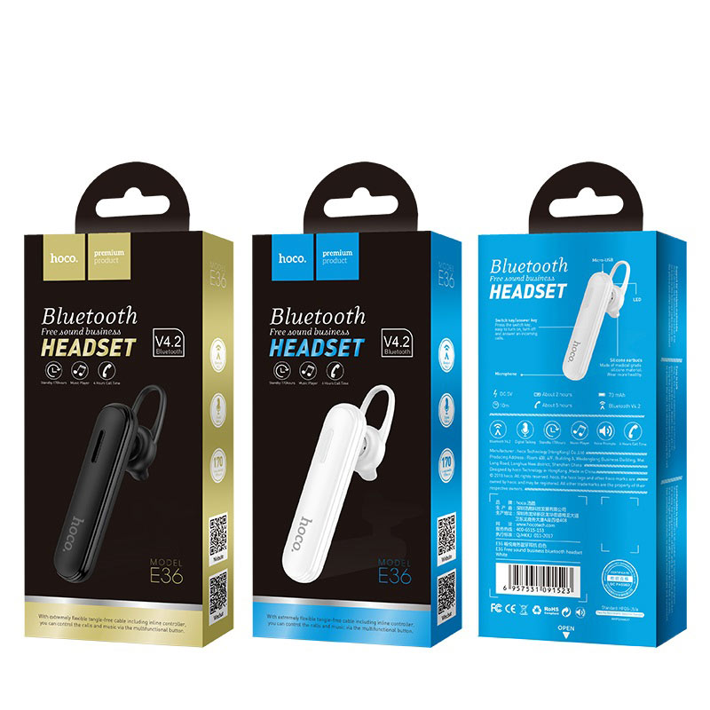 Гарнитура Bluetooth Hoco E36 Free Sound Business Headset чорний - фото 6 Гарнитура Bluetooth Hoco E36 Free Sound Business Headset чорний - фото 6