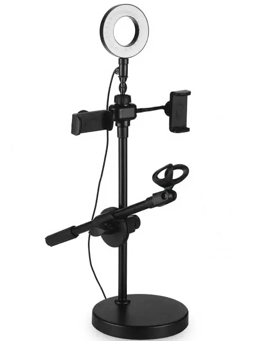 Лампа кольцевая Youtuber HA-12 LED с подставкой для микрофона/телефона (21950263)