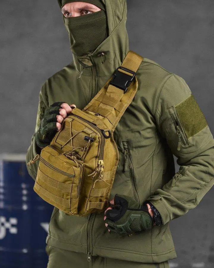 Рюкзак тактичний однолямковий Tactical із системою MOLLE 5 л Койот (095 coyote) - фото 6