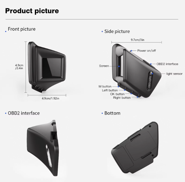 Бортовой компьютер HUD P8 GPS-спидометр OBD2 - фото 7 Бортовой компьютер HUD P8 GPS-спидометр OBD2 - фото 7