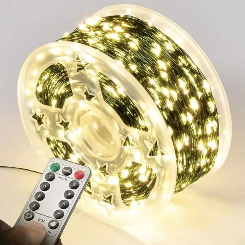 Гірлянда з дистанційним керуванням Роса USB теплий/холодний 120 м 1200 діодів Зелений (2811439755) - фото 2