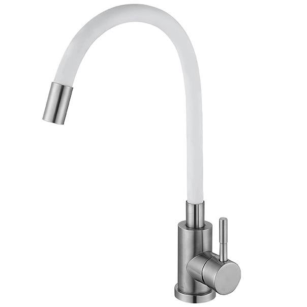 Змішувач для кухні Lidz Aria 04R-WFS LD014AR43362 з гнучким виливом Білий (160248)