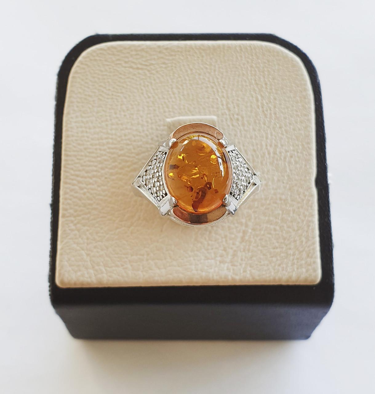 Кольцо серебряное с янтарем р. 17,5 4,21 г (1649923718)