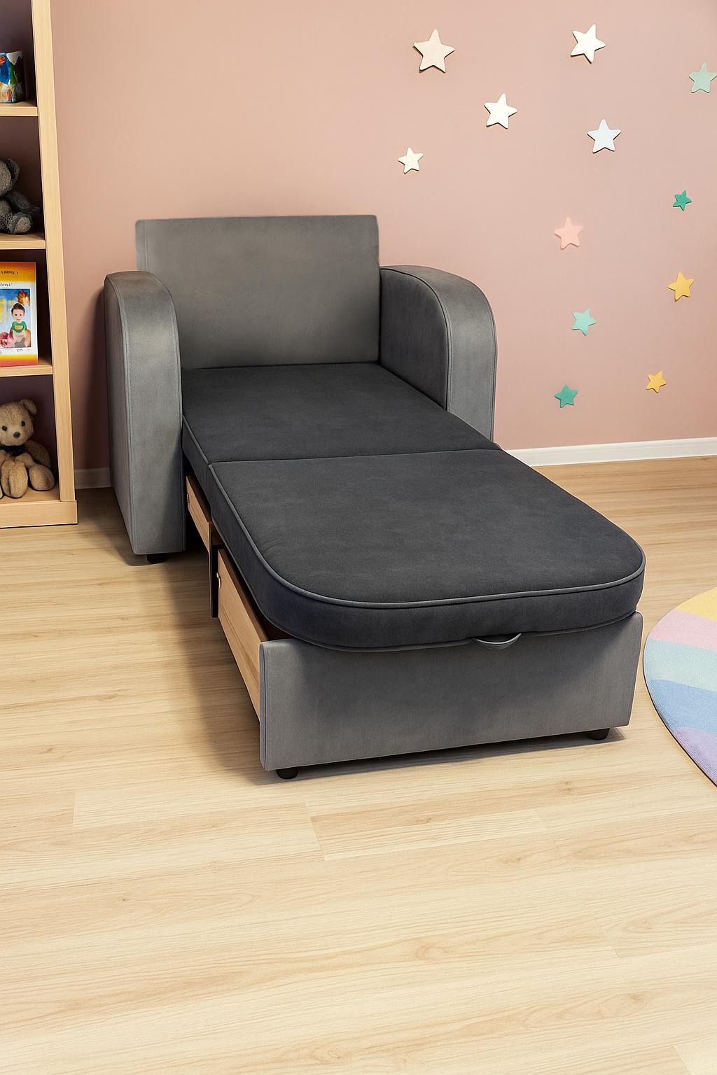 Крісло-диван м'яке розкладне Tobi Sho Дрім велюр Mars 1140х850х730 мм 14/Сірий - фото 3 Крісло-диван м'яке розкладне Tobi Sho Дрім велюр Mars 1140х850х730 мм 14/Сірий - фото 3