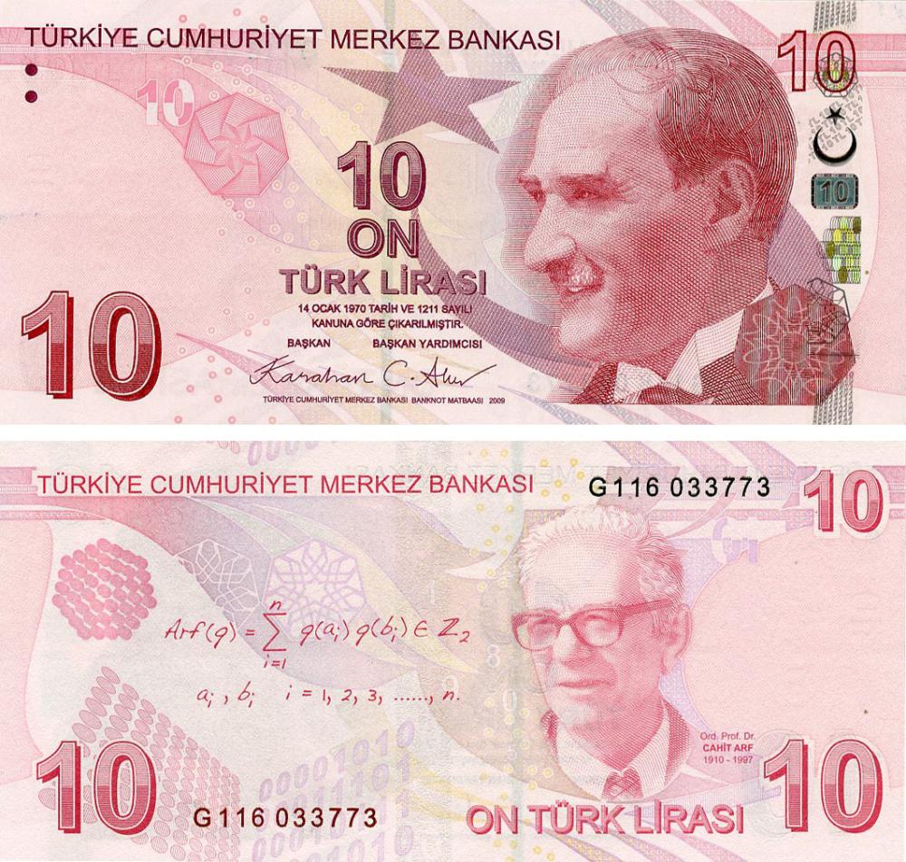 Коллекционная банкнота Турция 10 лир 2009 (2025) UNC (P223g)