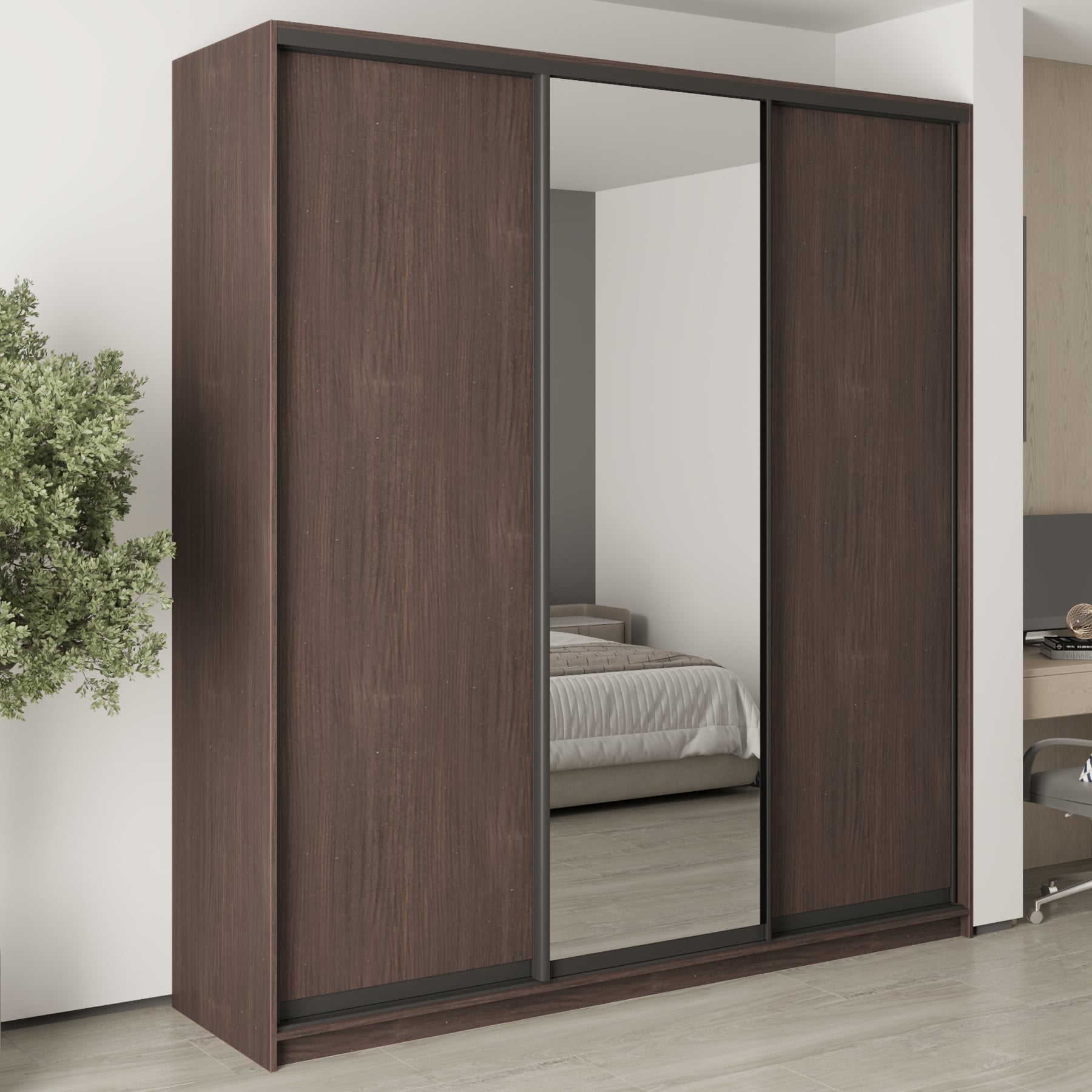 Шкаф-купе трехдверный Mebel Star Стандарт BG MBS-8734 220х60х240 см Дуб ристрето (1008145) - фото 1