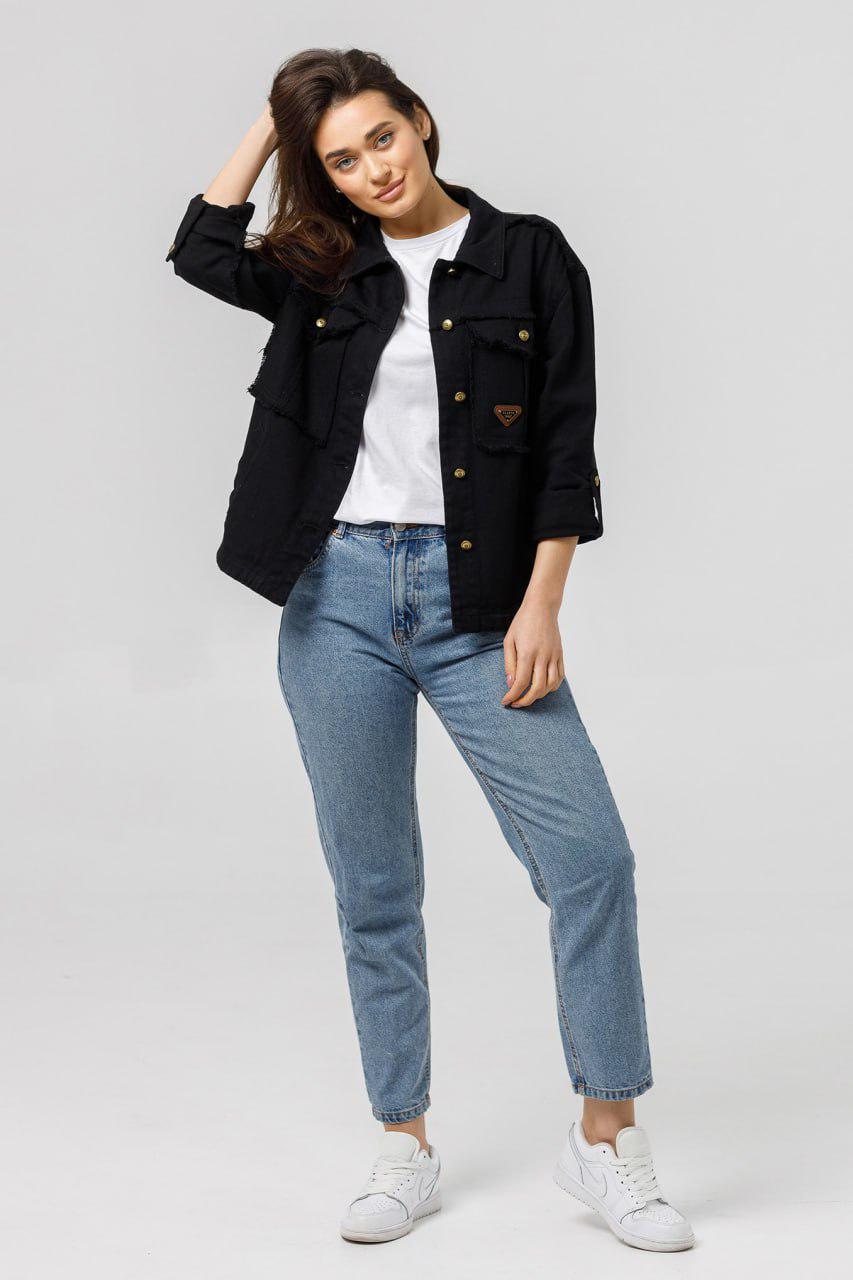 Куртка женская джинсовая оверсайз р. 50 Черный (797\24)