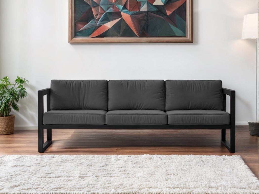 Диван металлический Tobi Sho Лофт Стейт/DV1 рогожка с подлокотниками и мягкими подушками 6 шт. 750х1600х700 мм Темно-серый/42