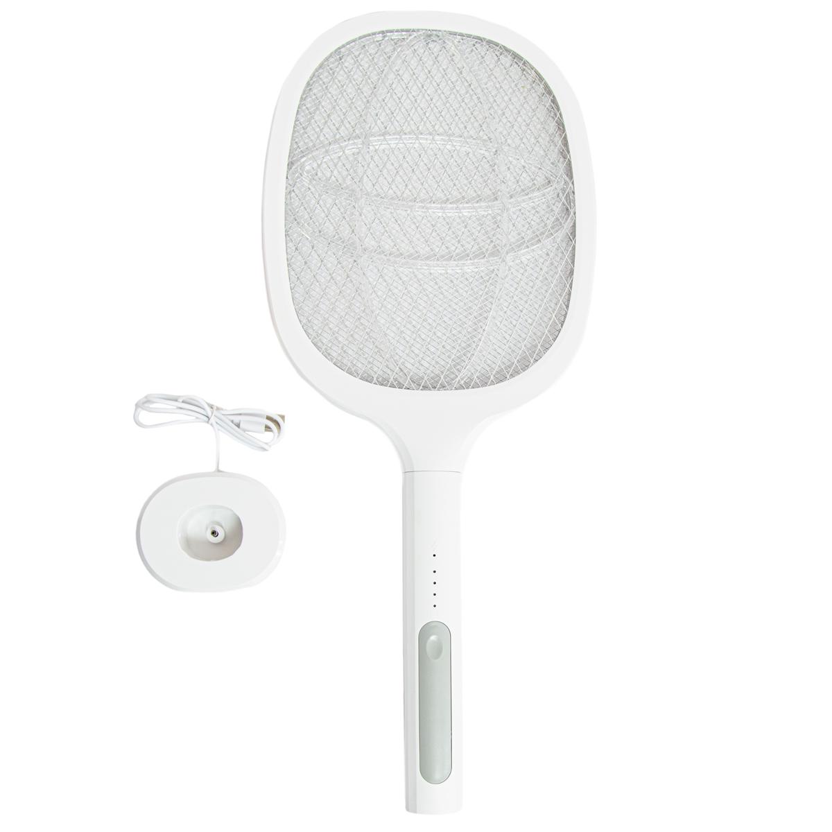 Электрическая мухобойка Multifunction Electric mosquito Swatter с док станцией Белый (1008632-White) - фото 2